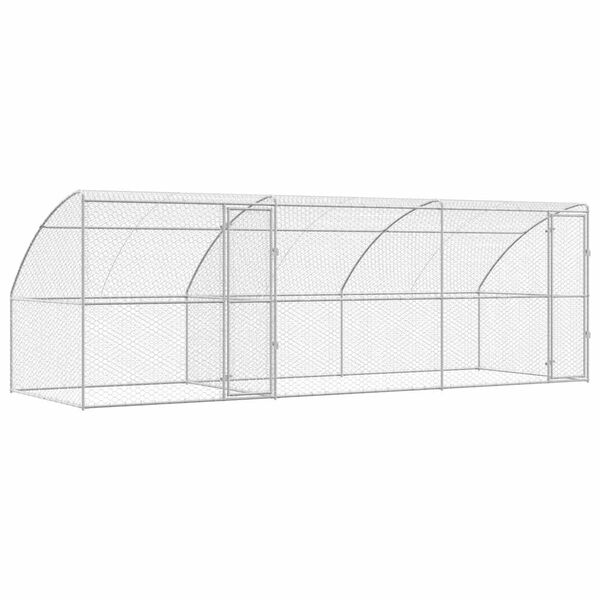 vidaXL &Scaron;unų narvas 3 pcs Sidabro 6 x 2 x 2 m Galvanizuotas plienas