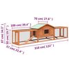 vidaXL Narvelis triušiams, 310x70x87 cm, pušies ir eglės masyvas