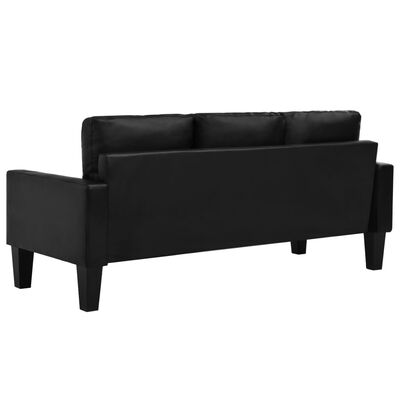 vidaXL Trivietė sofa, dirbtinė oda, juoda