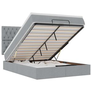 vidaXL Osmanų lovos rėmas su čiužiniu, pilkas, 140x200cm, audinys