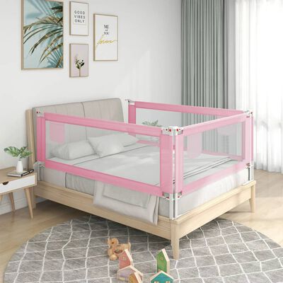 vidaXL Apsauginis turėklas vaiko lovai, rožinis, 200x25cm, audinys