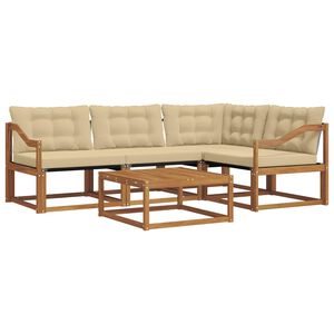 vidaXL Lauko sofos komplektas su pagalve 5 pcs Natūralus ir bežinis