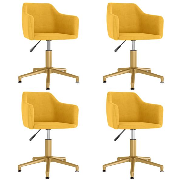 vidaXL Pasukamos valgomojo kėdės, 4vnt., geltonos spalvos, aksomas