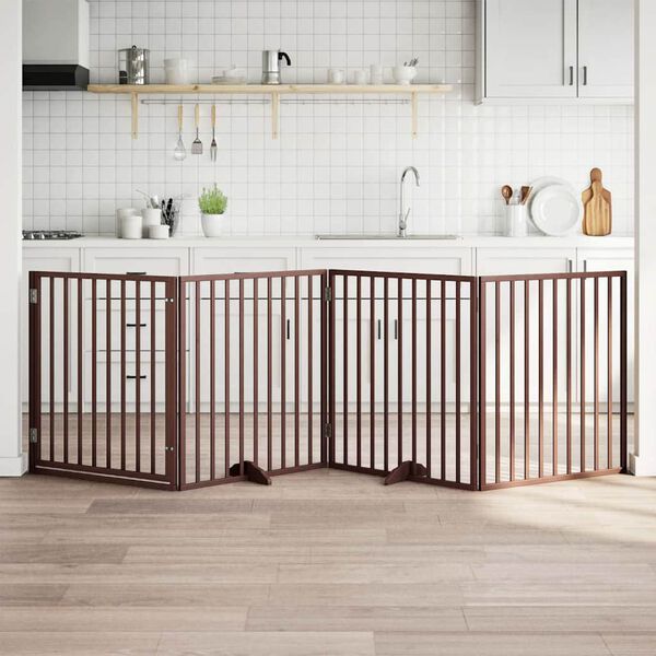 vidaXL &Scaron;uns varteliai su sulankstomomis durelėmis, 4 panelės, rudi, 320 cm, tuopos mediena