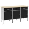 vidaXL Darbo spinta su stalčių 3 vnt. Juoda ir pilka 150 x 55 x 85 cm