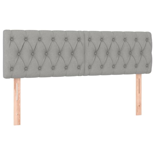 vidaXL Galvūgalis su LED, šviesiai pilkas, 144x7x78/88cm, audinys