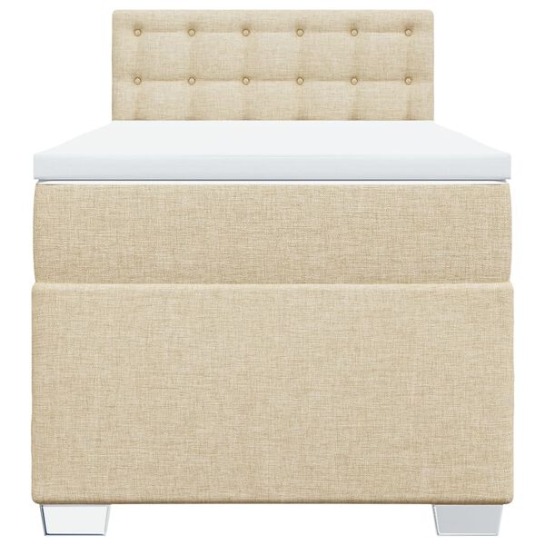 vidaXL Lova su spyruoklėmis ir čiužiniu, kreminė, 100x200cm, audinys