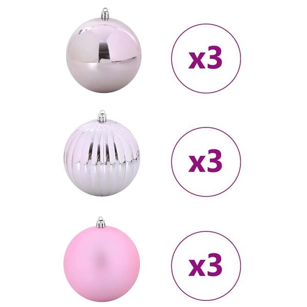 vidaXL Kalėdinių Kraitės Rinkinys 9 pcs Rožinė Plastmasė