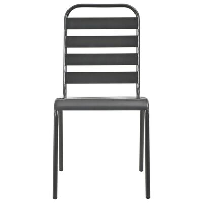 vidaXL Lauko kėdės, 4vnt., pilkos, plienas, lentjuosčių dizaino