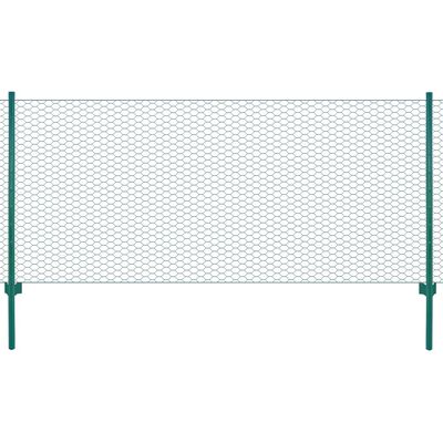 vidaXL Tinklinė tvora iš vielos su stulpais, žalios sp., 25x0,5 m