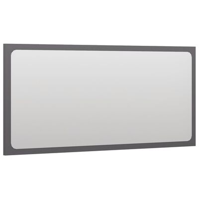 vidaXL Vonios kambario veidrodis, pilkas, 80x1,5x37cm, MDP, blizgus