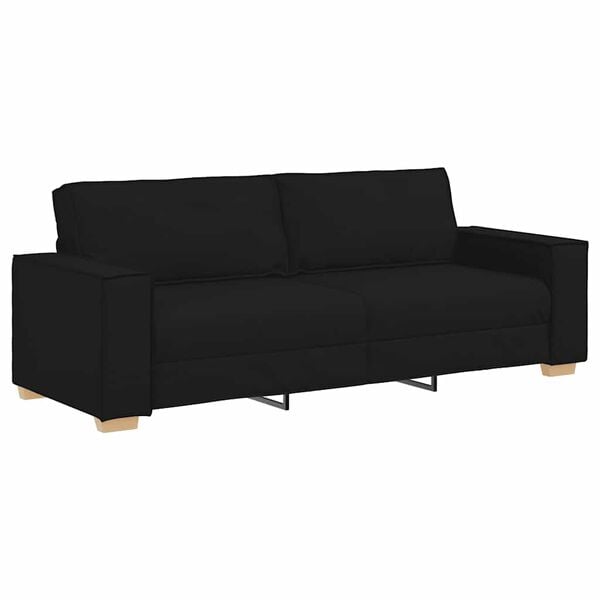 vidaXL Trivietė sofa, juoda, 220x78x84 cm, audinys