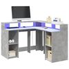 vidaXL Ra&scaron;omasis stalas su LED, betono pilkas, 130x130x91cm, mediena