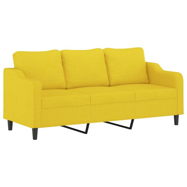 vidaXL Trivietė sofa su pakoja, &scaron;viesiai geltona, 180cm, audinys