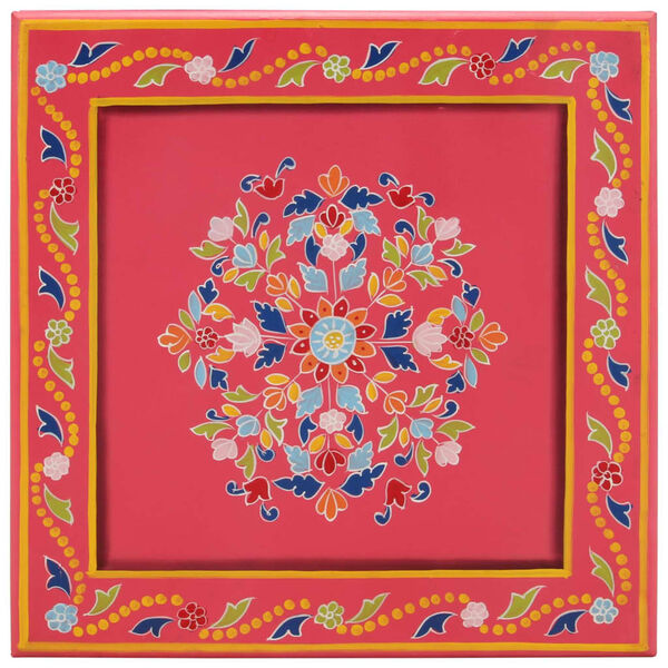 vidaXL Kavos staliukas, rožinis, mango masyvas, tapytas rankomis