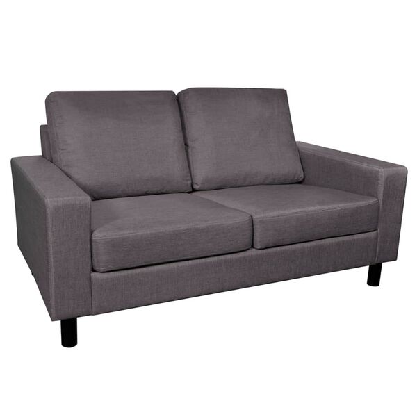 vidaXL Dvivietė sofa, audinys, tamsiai pilka