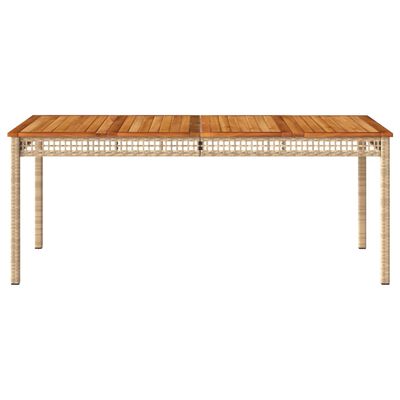 vidaXL Sodo stalas, smėlio, 180x90x75cm, poliratanas/akacijos mediena