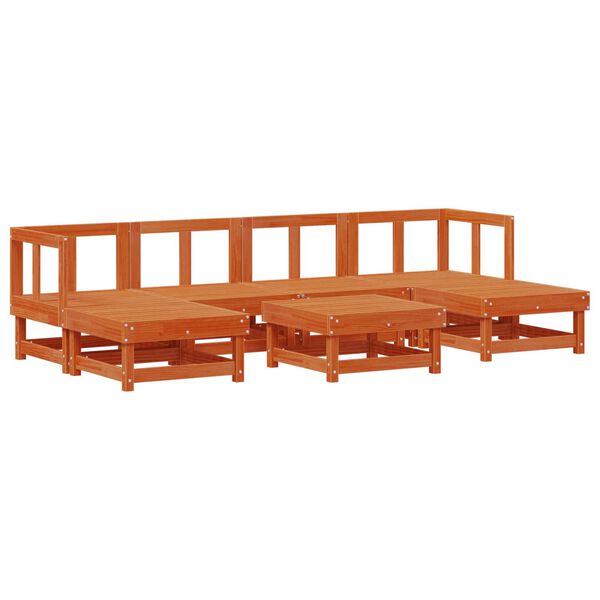 vidaXL Sodo poilsio komplektas 7 pcs Va&scaron;ko Ruda Tvirtas pu&scaron;ies medis