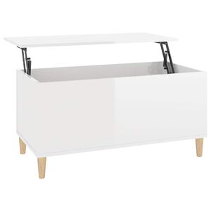 vidaXL Kavos staliukas, baltas, 90x44,5x45cm, mediena, blizgus