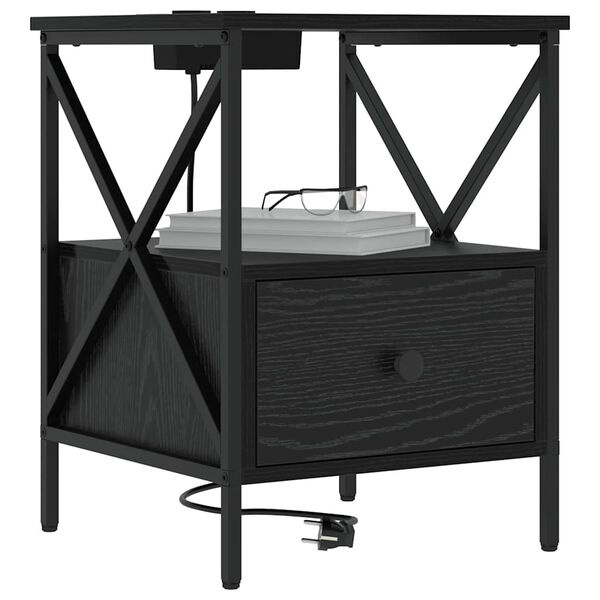 vidaXL &Scaron;alia lovos spintelė Juodas ąžuolas 41,5 x 40,5 x 55 cm