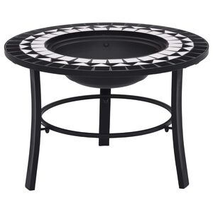 vidaXL Mozaikinė laužavietė, juodos ir baltos spalvos, 68cm, keramika
