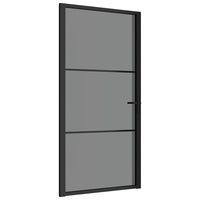vidaXL Vidaus durys, juodos, 102,5x201,5cm, ESG stiklas ir aliuminis