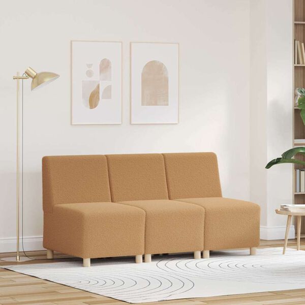 vidaXL Modulinis sofa vienetas be rankų 3 pcs Smėlio 55 x 74 x 82 cm