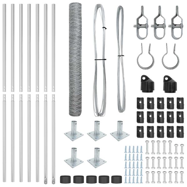 vidaXL Tvorelės stulpas Sidabro 10 x 1,2 m (50 mm tinklelis) Plienas