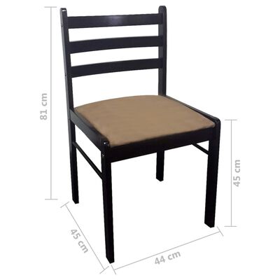 vidaXL Valgomojo kėdės, 4vnt., rudos, bukmedžio masyvas ir aksomas