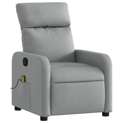 vidaXL Atlošiamas masažinis krėslas, šviesiai pilkos spalvos, audinys