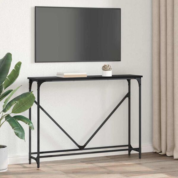 vidaXL Konsolinis stalas Juodas ąžuolas 102 x 23 x 75 cm