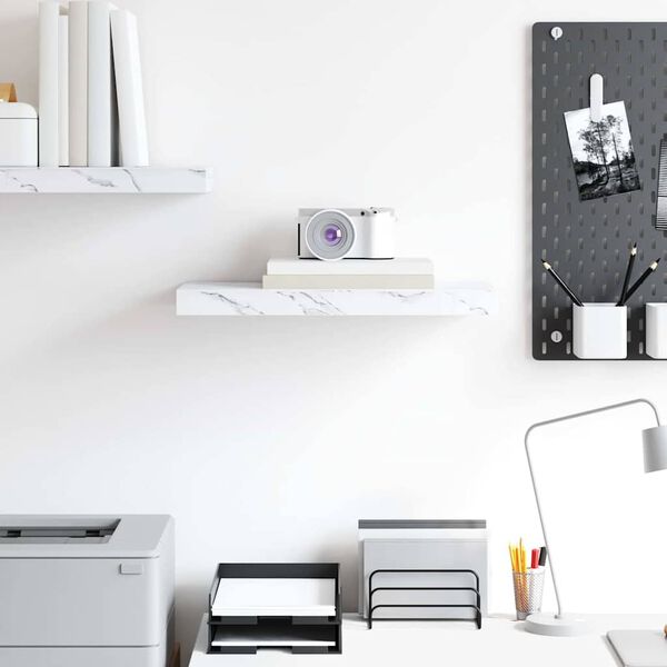 vidaXL Sieninė lentyna Balti marmuro 50 x 23 x 4 cm Apdirbta mediena