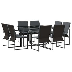 vidaXL Sodo valgomojo komplektas 9 pcs Juoda Plienas