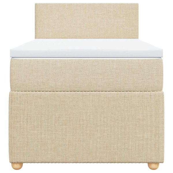 vidaXL Lova su spyruoklėmis ir čiužiniu, kreminė, 90x200 cm, audinys