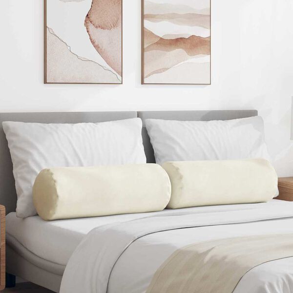 vidaXL Pagalvės 2 pcs Kreminė Ø 25 x 70 cm Kordūrinis audinys