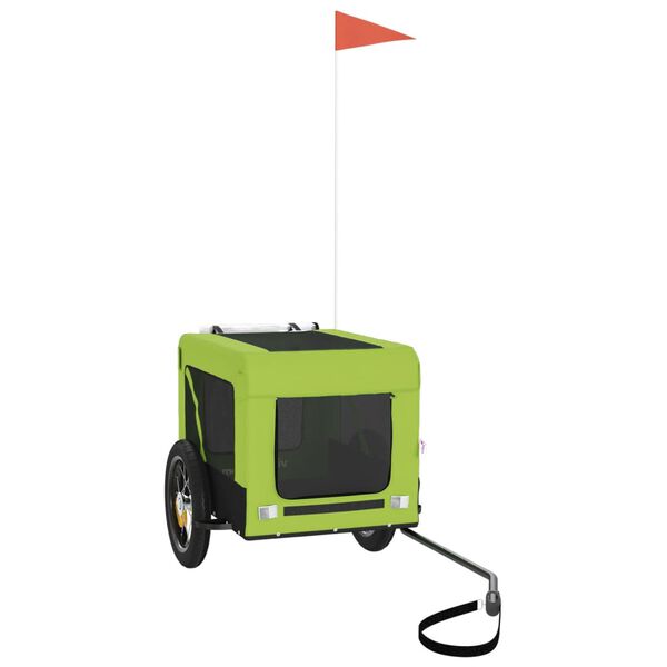 vidaXL Dviračio priekaba augintiniams, žalia/juoda, audinys/geležis