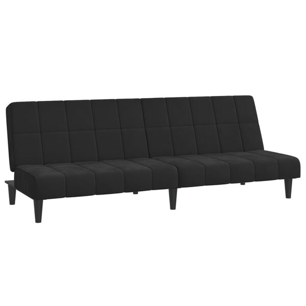vidaXL Dvivietė sofa-lova, juodos spalvos, aksomas