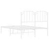 vidaXL Metalinis lovos rėmas su galvūgaliu, baltos spalvos, 120x200cm