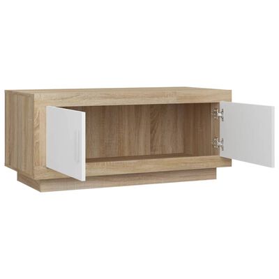 vidaXL Kavos staliukas, baltas/ąžuolo, 102x50x45cm, apdirbta mediena