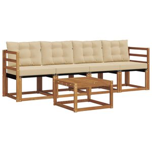 vidaXL Lauko sofos komplektas su pagalve 5 pcs Natūralus ir bežinis
