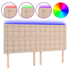 vidaXL Galvūgalis su LED, kapučino spalvos, 180x5x118/128cm