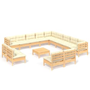 vidaXL Sodo komplektas su kreminėmis pagalvėlėmis, 14 dalių, pu&scaron;is