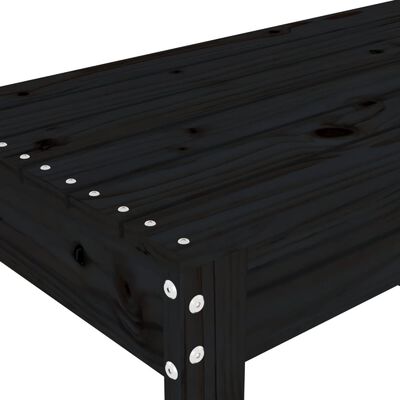 vidaXL Sodo suoliukas, juodas, 110x38x45cm, pušies medienos masyvas