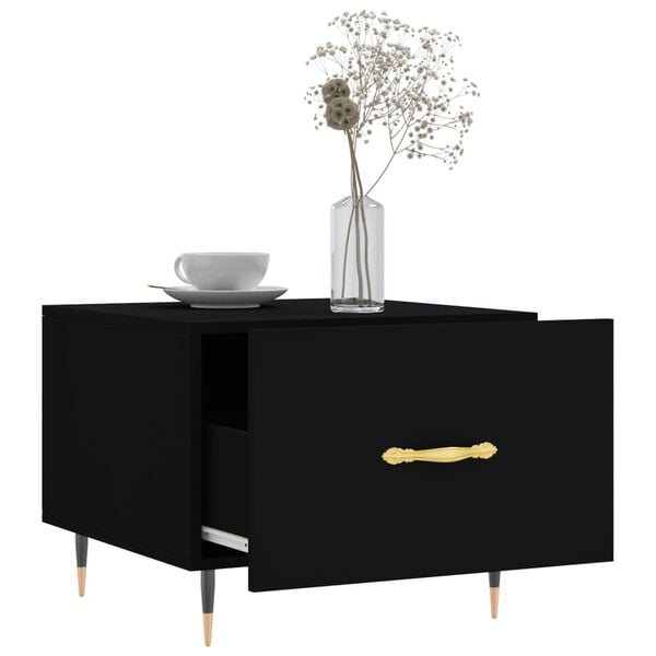 vidaXL Kavos staliukai, 2vnt., juodi, 50x50x40cm, apdirbta mediena