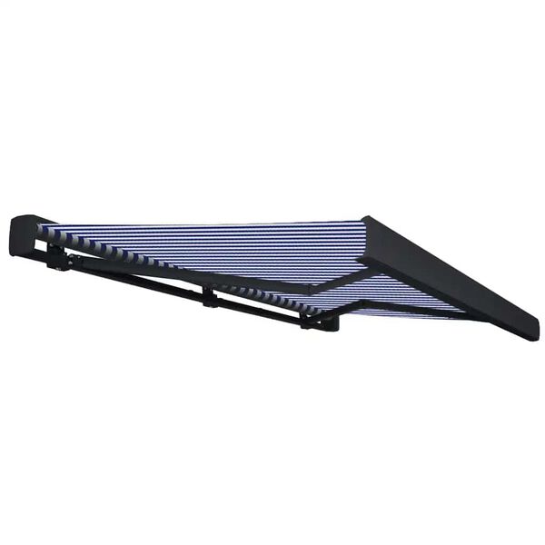 vidaXL Motorizuota kasetinė markizė, mėlyna ir balta, 350x250cm