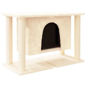 vidaXL Draskyklė katėms su stovais i&scaron; sizalio, kreminės spalvos, 50cm