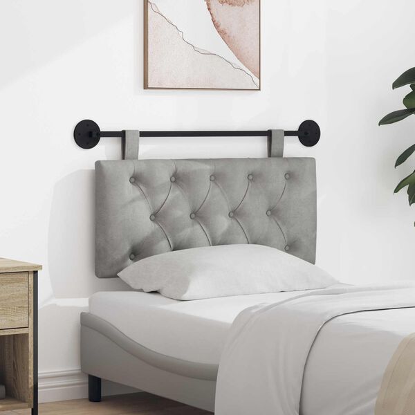 vidaXL Kabantysis galvūgalis &Scaron;viesiai pilka 100 x 55 x 7 cm Aksomas