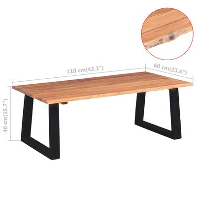 vidaXL Kavos staliukas, masyvi akacijos mediena, 110x60x40 cm