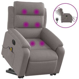vidaXL Atsistojantis elektrinis masažinis krėslas, taupe, audinys