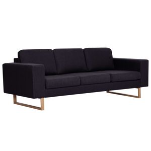vidaXL Trivietė sofa, juoda, audinys
